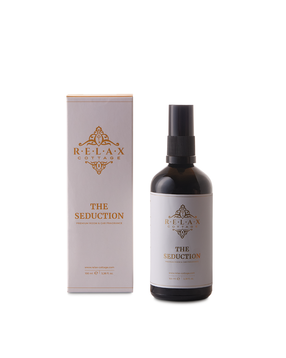 Raumduft The Seduction als Sprühflasche 100ml mit weiß goldener Verpackung